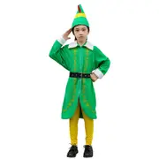 Kids Boys Christmas Party Elf Cosplay Costume Long Sleeve Dress Fancy Dress Up Outfit Set - 9-10 Years