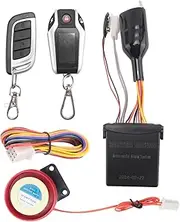 Aswalling LCD Motorcycle Alarm Auto Lock/Unlock Security System Two Anti-Theft Alarms Keyless Engine Start, Without Monitor Easy Install