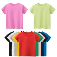 在飛比找蝦皮商城優惠-夏季新款童裝 兒童短袖T恤素色t恤男童t恤女童短袖t恤 素T