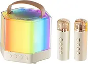 KOMBIUDA Portable Mini Karaoke Machine Set with Microphones and Speakers Compact Karaoke Speaker for Adults for Parties and Gatherings Easy to Use Instant Singing Fun