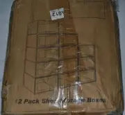 12 Pack Stackable Shoe Storage Boxes Foldable Plastic Transparent Shoe Box