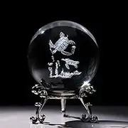 HDCRYSTALGIFTS Crystal Glass Sea Turtle Figurine 60mm(2.3in) 3D Laser Etched Crystal Animal Ornaments Art,Glass Sphere Display Sculpture Home Decor Gift