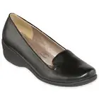 Hush Puppies Black Vitello Soft Style Lindzey Loafer Wedges - MSRP $65