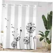 No Hook Shower Curtain with Snap in Liner Set Modern Rustic Shower Dandelion