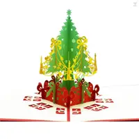 在飛比找蝦皮商城優惠-Uurig)3d 彈出式聖誕賀卡問候節日賀卡帶信封聖誕裝飾裝