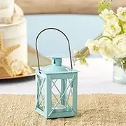 Kate Aspen Rustic Shelf Decor Luminous Vintage Tea Light Votive Candle Holders Metal Mini Decorative Lantern, Distressed Teal Blue