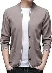 [Generic] Men's Round Neck Color Blocked Pocket Patchwork Cardigan Jacket Solid Color Casual Loose Business Sweater Cardigan