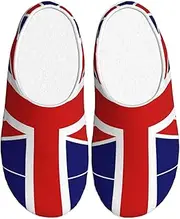 [EdWal] English flag print Winter Warm Slippers Indoor Anti-skid Plush Slippers Relaxing at Home for Women Men