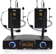 Compact UHF Wireless Microphone System - Pro Portable Dual Channel Desktop Digit