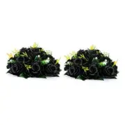 Roses Artificial Flowers Pcs of 2 Fake Flower Bouquet Hydrangea 2 Pcs Black