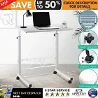Portable Adjustable Mobile Laptop Desk Study Sofa Bed Side Table on Wheel White
