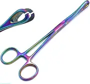 Multi Titanium Rainbow Color Body Piercing Forceps HEMOSTAT Sponge CLAMP 7" Slotted stainless steel holding by G.S ONLINE STORE