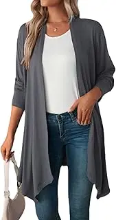 [Famulily] Women's Soft Long Sleeve Waterfall Cardigans UK Draped Lightweight Open Front Cardigan Dusters Coat