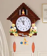 Cuckoo Clock, Cuckoo Bird Voices Wall Clock, Handicraft Vintage Cuckoo Tree House Clock, Traditional Chalet Style Decorative Clock, with Cute Toys for Bedroom Kids Living Room Scho