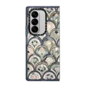 Galaxy Z Fold7 Impact Magnetic Case Art Deco Marble Tiles in Soft Pastel on transparent 2