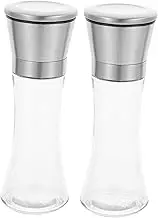 STOBAZA 2pcs Adjustable Pepper and Salt Grinder Set Shaker for Coarse Salt and Seasonings Non Corrosive Core Skid Base Kitchen Helper