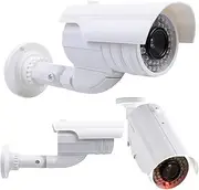 2x Dummy Camera Fake Surveillance Camera with Lens with Flashing LED Waterproof for Indoor and Outdoor Use