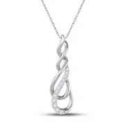 14k White Gold Round Diamond Fashion Pendant 1/6 Cttw
