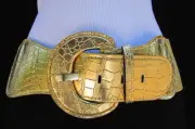 Women Elastic Hip Waist Belt Black White Gold Silver Beige Blue Brown S M L XL