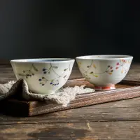 在飛比找樂天市場購物網優惠-億嘉日本制 日式和風餐具高腳碗家用陶瓷吃飯碗小清晰小湯碗面碗