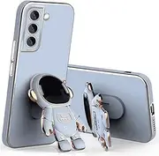 Cute Stereo Astronaut Stand Phone Case for Samsung Galaxy S23 Ultra Plus Pro A14 A04S A04 A03 Core 4G 5G Shell, Lens Protection Bracket Back Cover(Dark Gray,A04S)