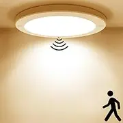 HiBay 18W Motion Sensor LED Ceiling Light Indoor PIR Panel Light Round Ultra Slim Ceiling Lights Warm White 240V for Hallway Stair Porch Toilet