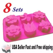 Set of 8 Lily Flower Silicone Mold Soap DIY Handmade Soap Mold US Seller
