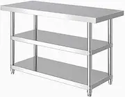 GUAWJRZDP Stainless Steel Work Table, Stainless Steel Prep Table, Metal Commercial Heavy Duty Table, Food Prep Worktable with Adjustable Shelf and Foot for Restaurant, Home and Hotel(L60xW40cm/23.6x15