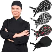 [Besforta] 4 Pack Adjustable Tie Back Chef Cap - Breathable Cooking Kitchen Hat for Women & Men