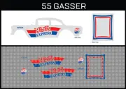Hot Wheels(1/64),55 Gasser"Pepsi Express" Waterslide,Printed White First,Decals