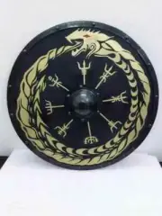 24'' Medieval Wooden Round Shield Viking Battle Ready Handmade Shield
