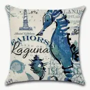 Vintage Seahorse Beach Nautical Coastal Ocean Reef Throw Pillow Cover Home Decor