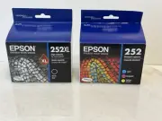 Epson 252XL/252 (T252XL-BCS) Black/Tri-Color Ink Cartridge - 4 Pack-BRAND NEW
