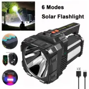 Solar&USB Rechargeable Spotlight Super Bright Led Spot Light Handheld Flashlight
