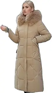 [Generic] Women's Winter Fur Collar Warm Thicken Cotton Jacket Extended Version solid Color Casual Parkas