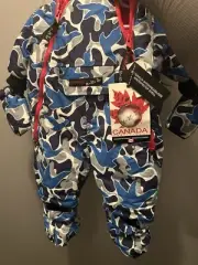 CANADA GOOSE PRINT BLUE Baby Snowsuit Jacket Winter Coat Size 3-6 Months NWT