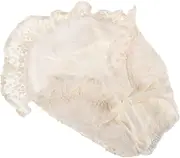 [MOKKHNB] Hat with Strap Soft Polyester Lace Bonnet for Princess Style Summer Travel Hat Outdoor Beach Cap for Head Protection Suitable for Head Circumference White