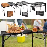 Camping Table Folding Grill Table with Mesh Desktop Portable Aluminum for BBQ