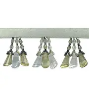Trims by the Yard 5 Yards of Slanted Beaded Fringe Trim, Gray Multi