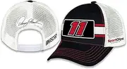 Checkered Flag Sports Denny Hamlin #11 NASCAR 2025 Striped Trucker Mesh Snapback Black Hat, Black, One Size