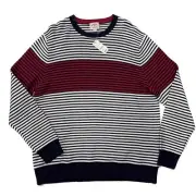 Brooks Brothers Sweater Mens XL Crewneck Red Fleece Striped Pullover Cotton NWT
