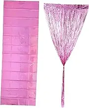 1set Glitter Backdrop and Rain Curtain Tablecloth Set with Sequin Rectangle Tablecloth for Valentine's Day and Wicked Movie Party Decorations