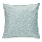 Square Sea Blue And White Floral Print With Microgel Feather-Like Insert Pillow