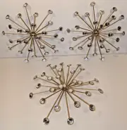 3D Sunburst Wall Art Gold Metal Jeweled Starburst Wall Hanging – Set of 3