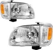 Torchbeam Headlight Assembly, Replacement for Tacoma 2001 2002 2003 2004, Bumper Headlamp Chrome Housing Amber Reflector