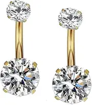 [YHMM] 14G Surgical Steel Gold Belly Button Rings Navel Barbell Stud Body Piercing