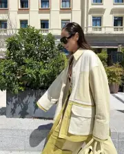 ZARA GABARDINE PATCHWORK JACKET OVERSIZED RUNS BIG S M XL NWT