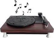Vintage Vinyl Record Player, 3-Speed Turntable (33/45/78 RPM) for 7/10/12" Records,Wooden PVC Flat Panel - Dual Stereo Speakers, AUX/Bluetooth Input, Retro Phonograph for Home & Party Decor