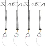 WANGCL 4-Piece HO Scale LCD Railway Light Posts - Metal and ABS Model Train Lights for Miniature Gardens, 1:87 Scale with 3V/12V Resistors (White/Warm Light)