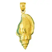 14K Gold 30MM Conch Shell Mollusk Gastropod Pendant